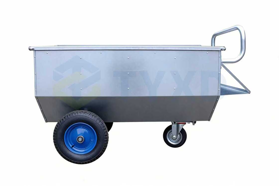 TYXD  Durable Galvanized Steel Horse Feed Storage Box, Large Capacity Horse Feed Cart