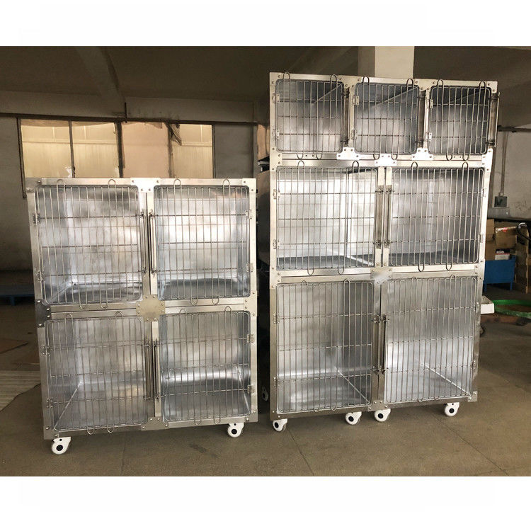 Productos de metal/jaula de encargo robustos del perro del acero inoxidable con 4 ruedas del echador