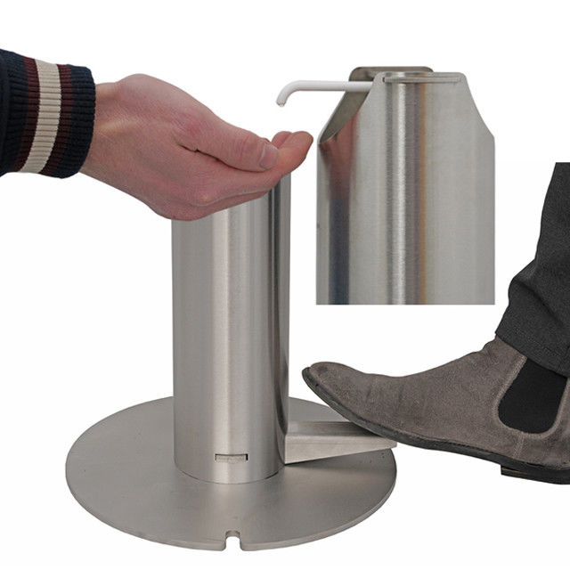 Soporte actuado pedal universal activo redondo del desinfectante del soporte del dispensador de Sanitiser del pedal del pie de tubo del acero inoxidable